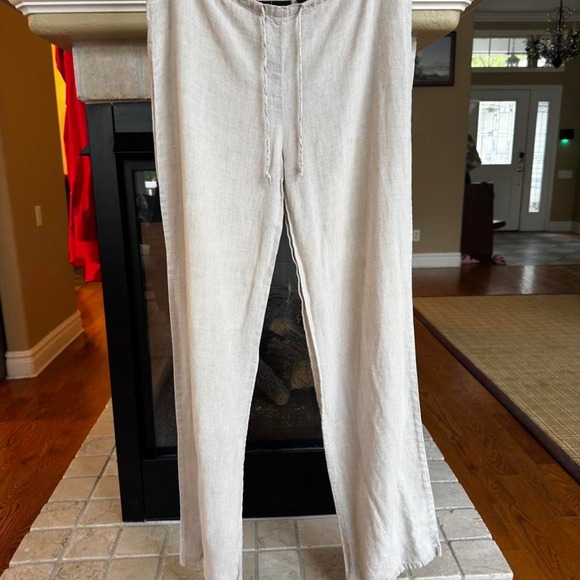 Moda International Pants - Vintage Moda International Y2K Linen Low-Rise Pull-On Pants Wide leg